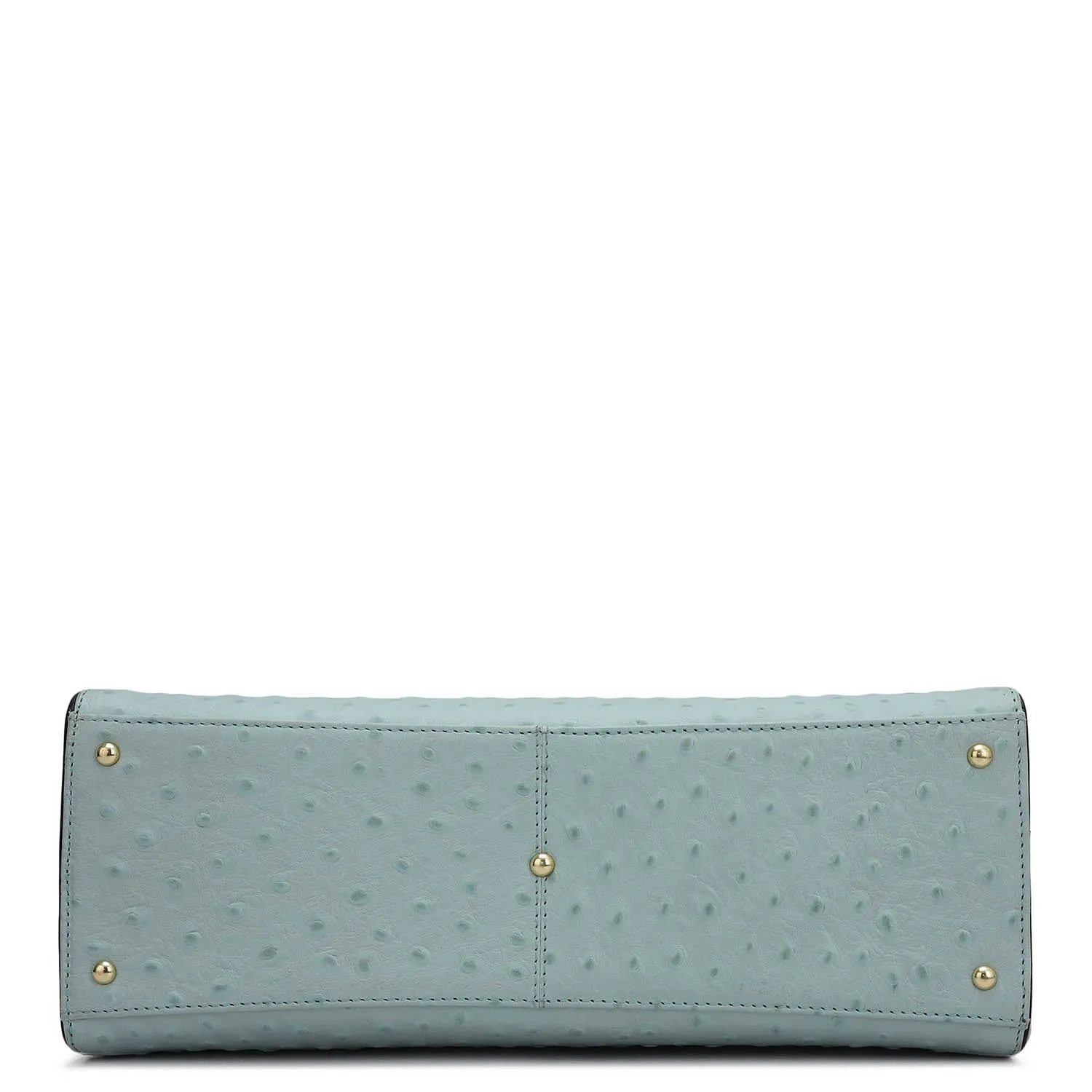 Medium Ostrich Leather Satchel - Ice Blue