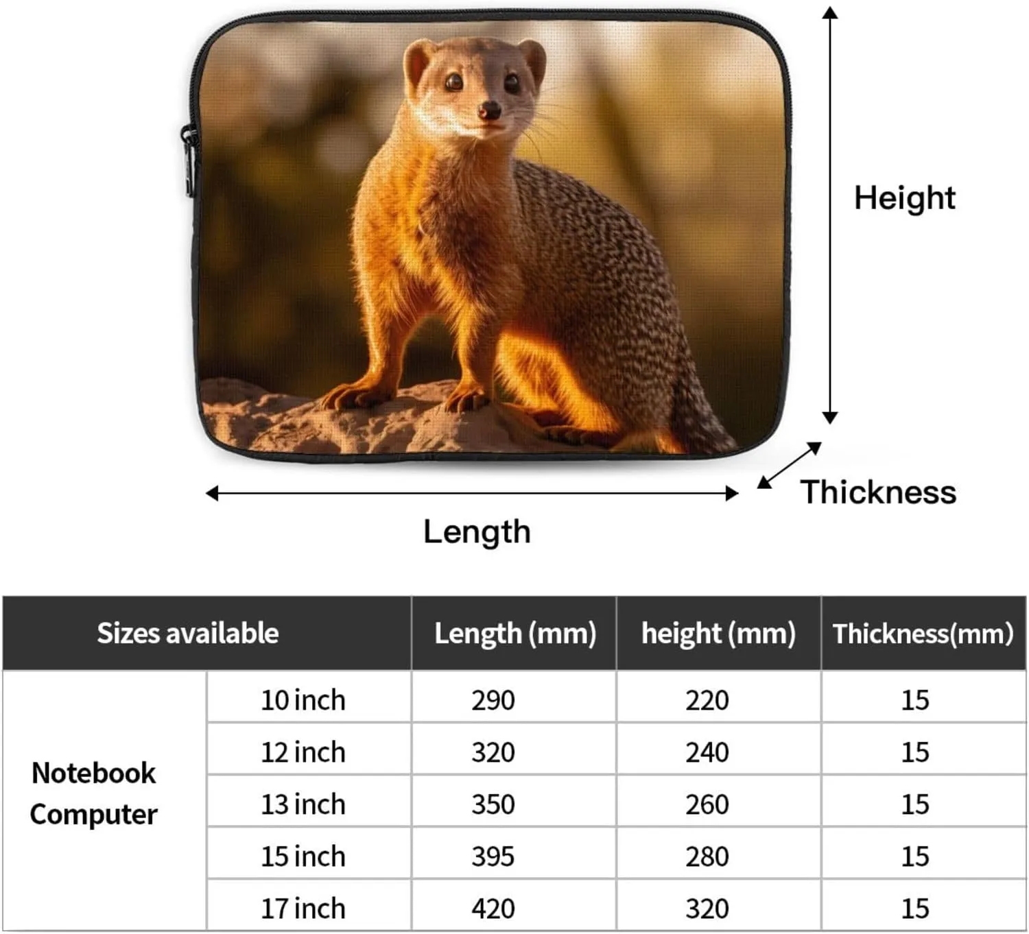Meerkat Pattern Shockproof Portable Laptop 17 inch Sleeve Bag for Men and Women - Ideal for Business Travel, School, and Daily Use