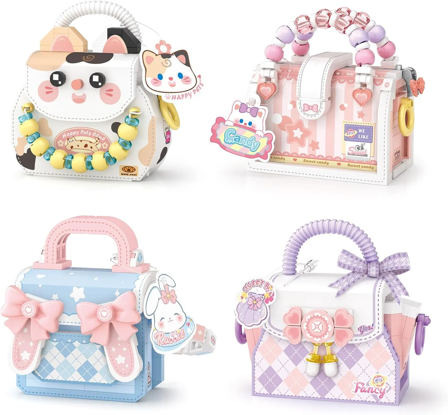 MEIEST Mini Sweet Handbag Building Blocks Set,Cute Animal Candy Handbag Collection Construction Building Bricks Toy (4 in 1)