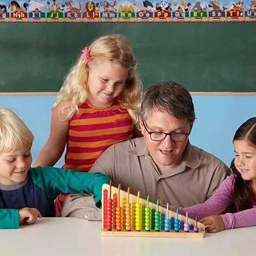 Melissa & Doug Add & Subtract Abacus - Educational Toy With 55 Colorful Beads and Sturdy Wooden Construction, 3 - 6 years