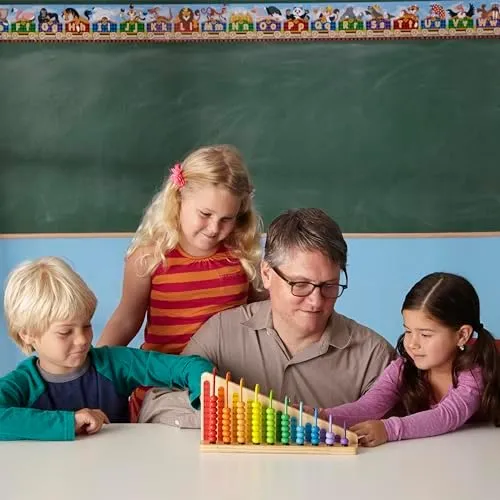 Melissa & Doug Add & Subtract Abacus - Educational Toy With 55 Colorful Beads and Sturdy Wooden Construction, 3 - 6 years
