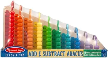 Melissa & Doug Add & Subtract Abacus - Educational Toy With 55 Colorful Beads and Sturdy Wooden Construction, 3 - 6 years