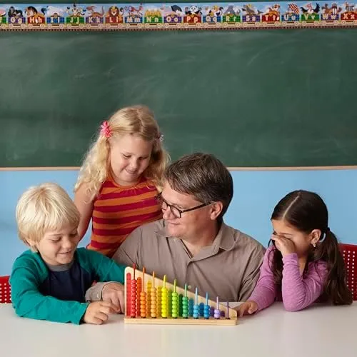 Melissa & Doug Add & Subtract Abacus - Educational Toy With 55 Colorful Beads and Sturdy Wooden Construction, 3 - 6 years