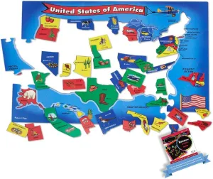 Melissa & Doug U.S.A. Map (51pcs): Floor Puzzle Bundle with 1 Theme Compatible M&D Scratch Fun Mini-Pad (00440)