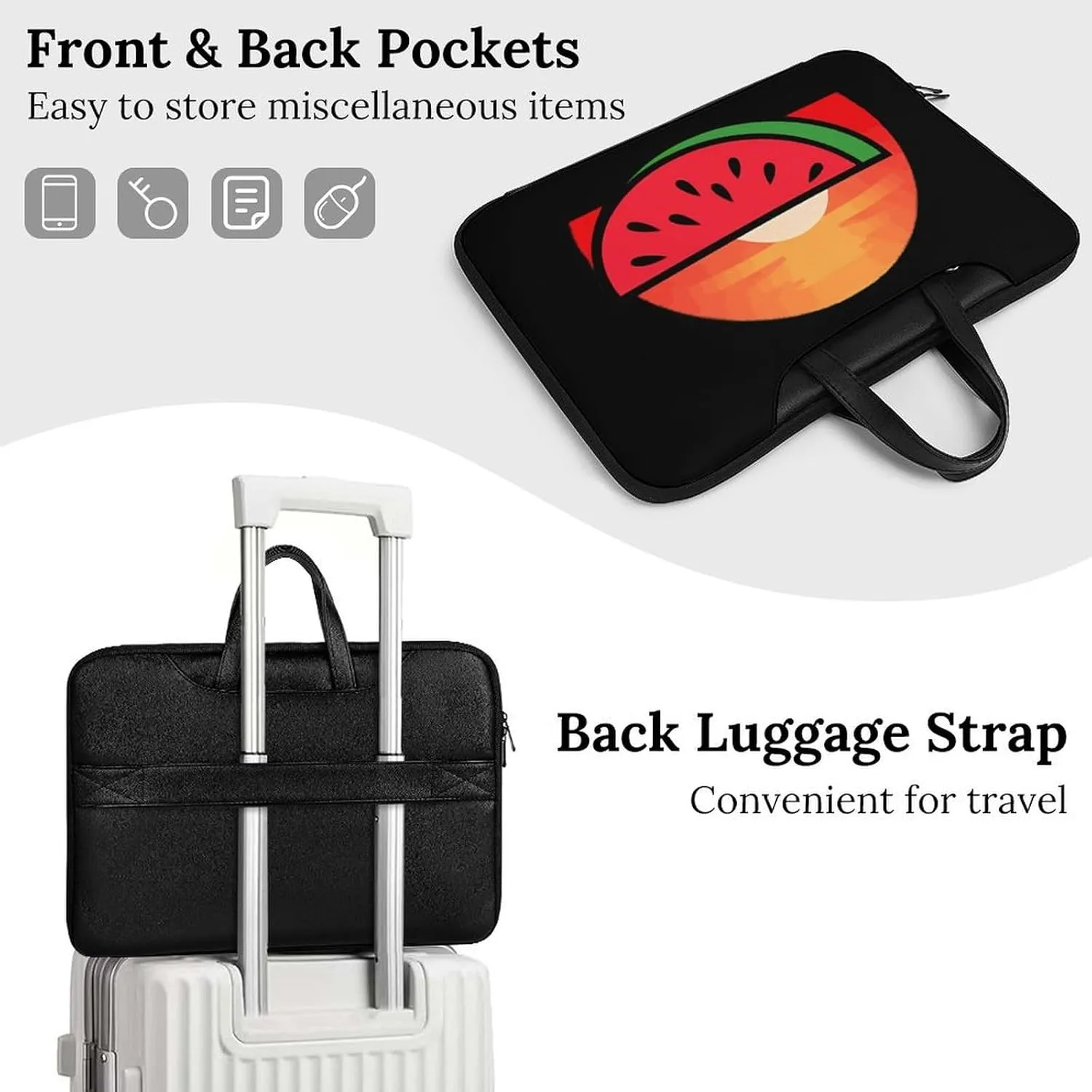 Melon Vintage Sunset Sunrise Laptop Sleeve Bag Protective Case Handbag With Shoulder Strap for Computer 10-17 Inch