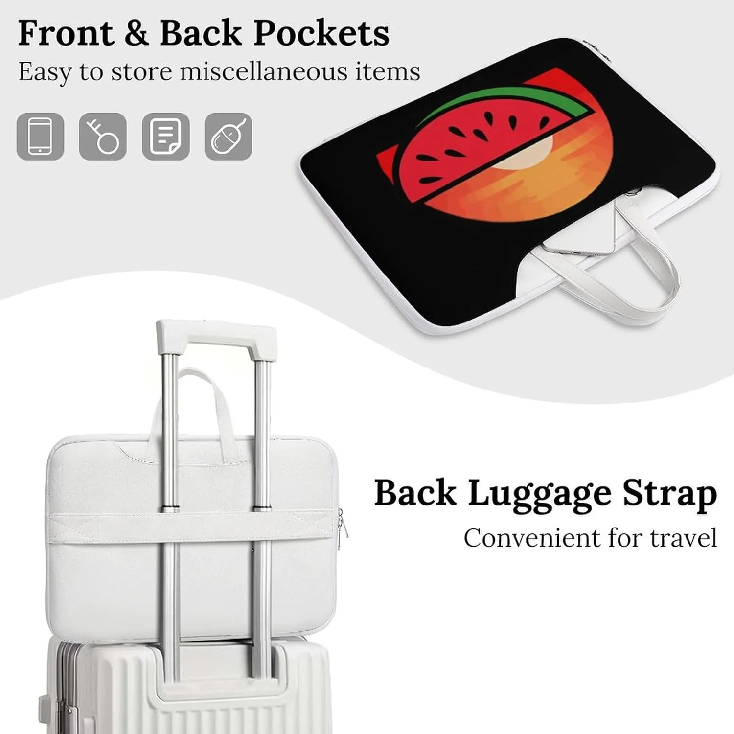 Melon Vintage Sunset Sunrise Laptop Sleeve Bag Protective Case Handbag With Shoulder Strap for Computer 10-17 Inch