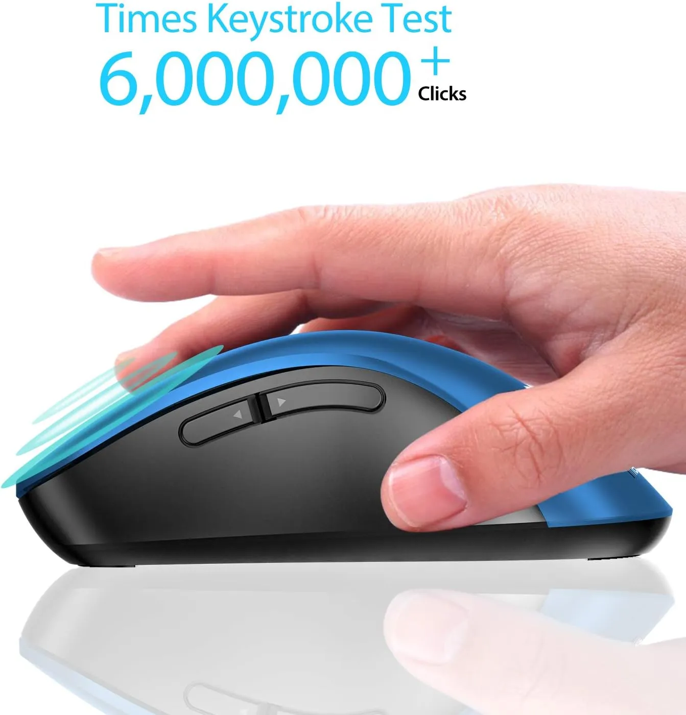 memzuoix 2.4G Portable Wireless Mouse, 1200 DPI Mobile Optical Cordless Mice with USB Receiver for Computer, Laptop, PC, Desktop, MacBook, 5 Buttons, Blue