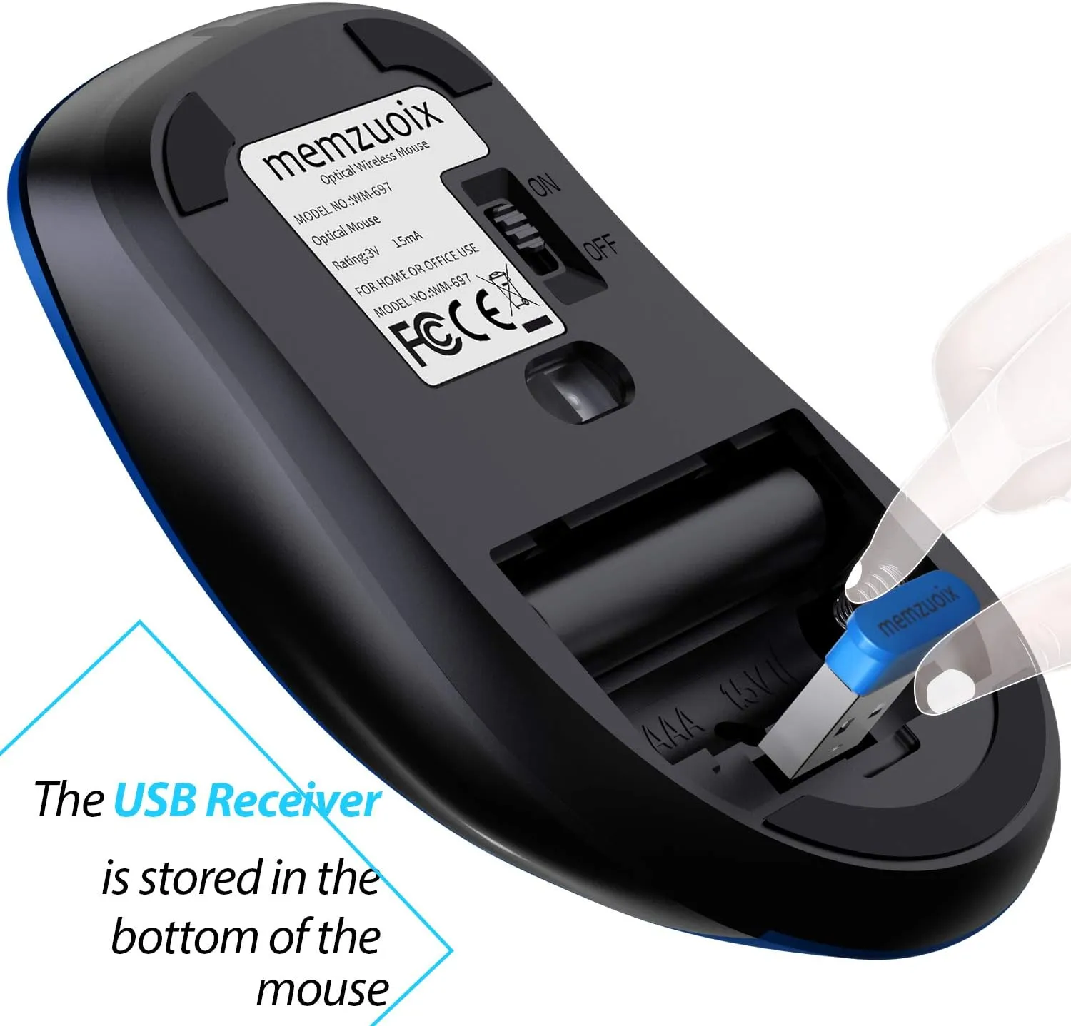 memzuoix 2.4G Portable Wireless Mouse, 1200 DPI Mobile Optical Cordless Mice with USB Receiver for Computer, Laptop, PC, Desktop, MacBook, 5 Buttons, Blue