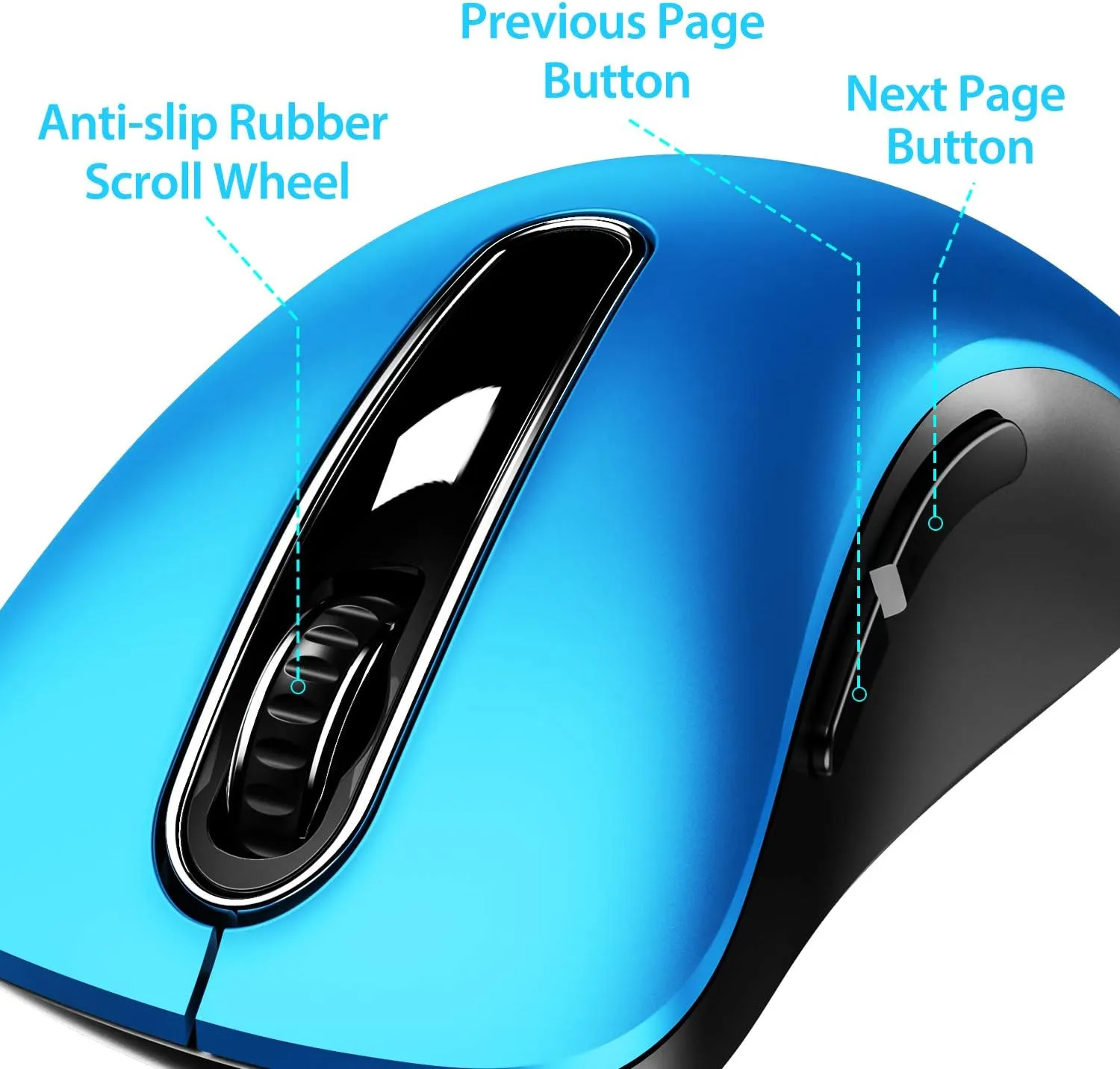 memzuoix 2.4G Portable Wireless Mouse, 1200 DPI Mobile Optical Cordless Mice with USB Receiver for Computer, Laptop, PC, Desktop, MacBook, 5 Buttons, Blue