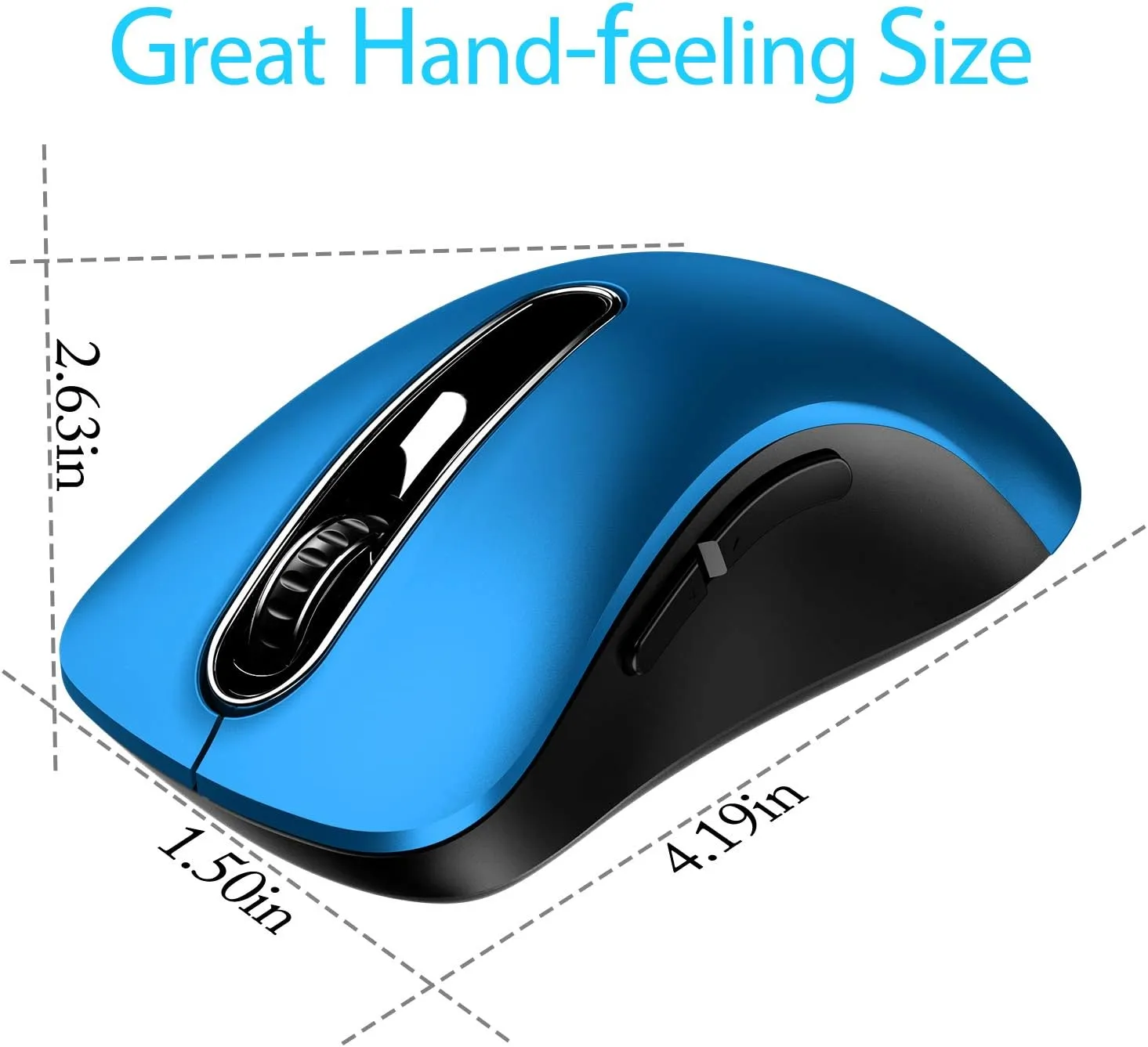 memzuoix 2.4G Portable Wireless Mouse, 1200 DPI Mobile Optical Cordless Mice with USB Receiver for Computer, Laptop, PC, Desktop, MacBook, 5 Buttons, Blue