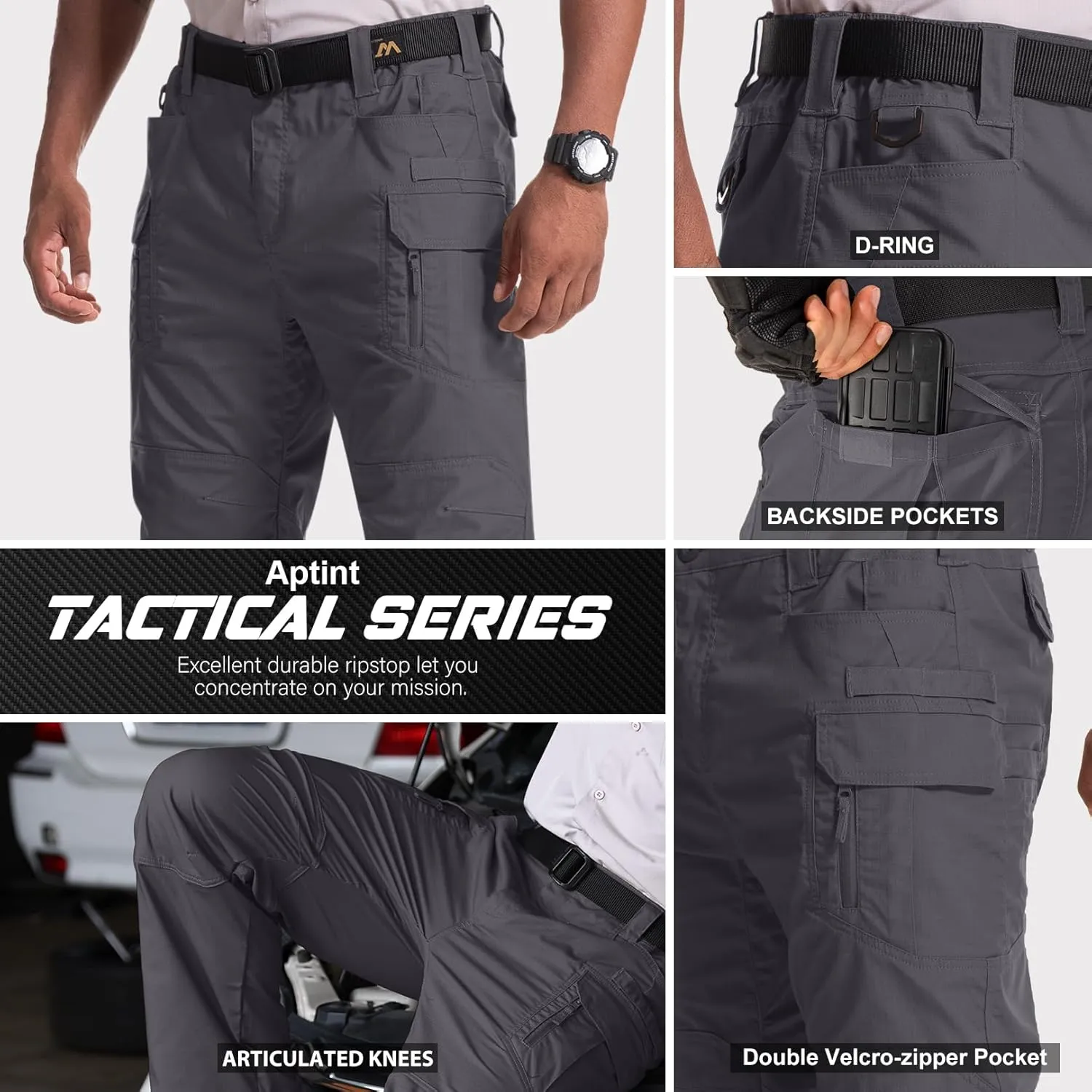 Men's Cargo Pants Ripstop Water Resistant Tactical Pants Lightweight Stretch Hiking Work Pants Outdoor Gear