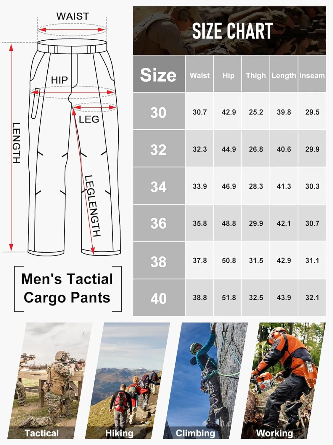Men's Cargo Pants Ripstop Water Resistant Tactical Pants Lightweight Stretch Hiking Work Pants Outdoor Gear
