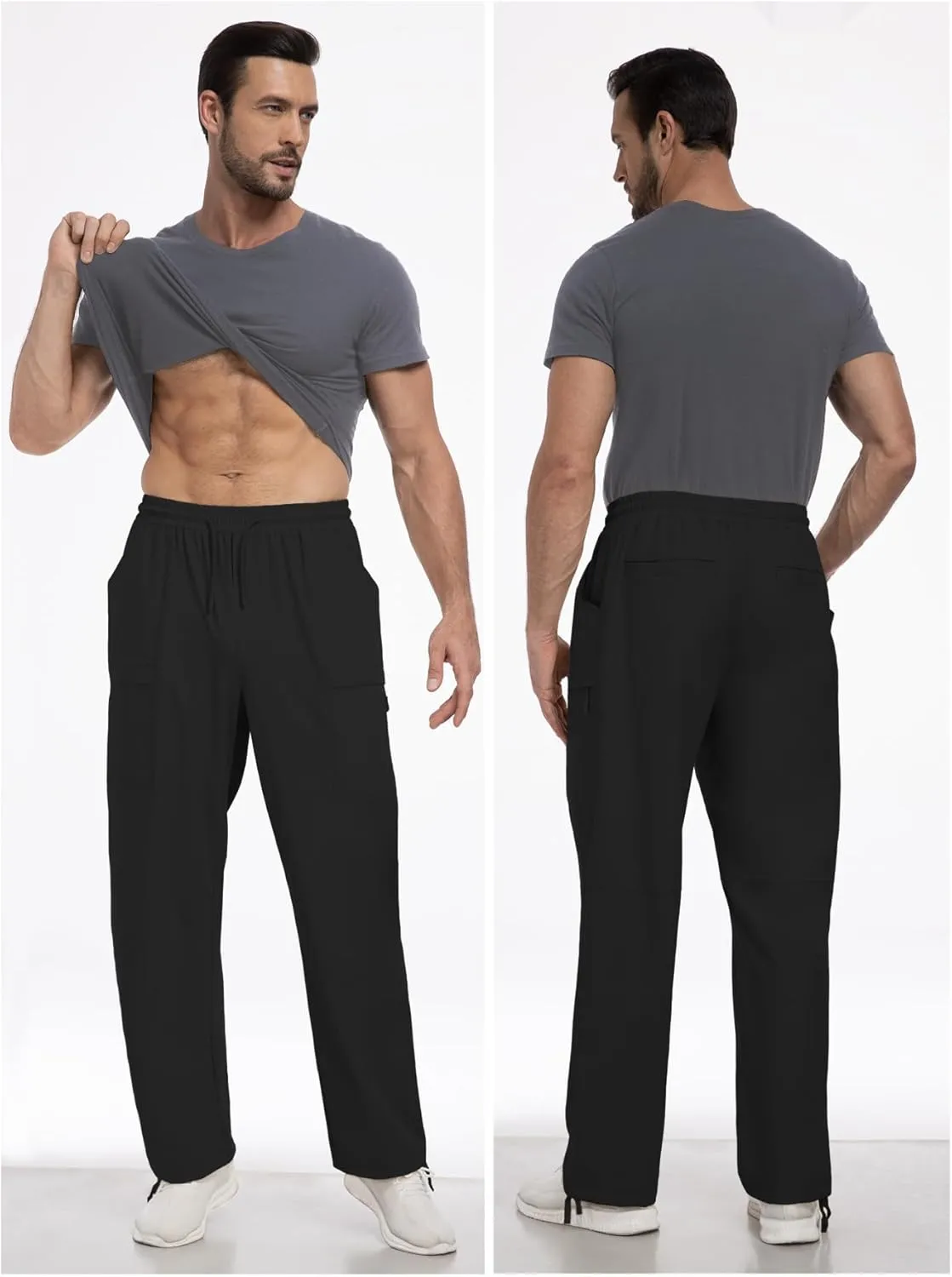 Men's Cargo Sweatpants Lightweight Stretch Joggers with 6 Pocket Loose Fit Casual Pants Hiking Workout Athletic