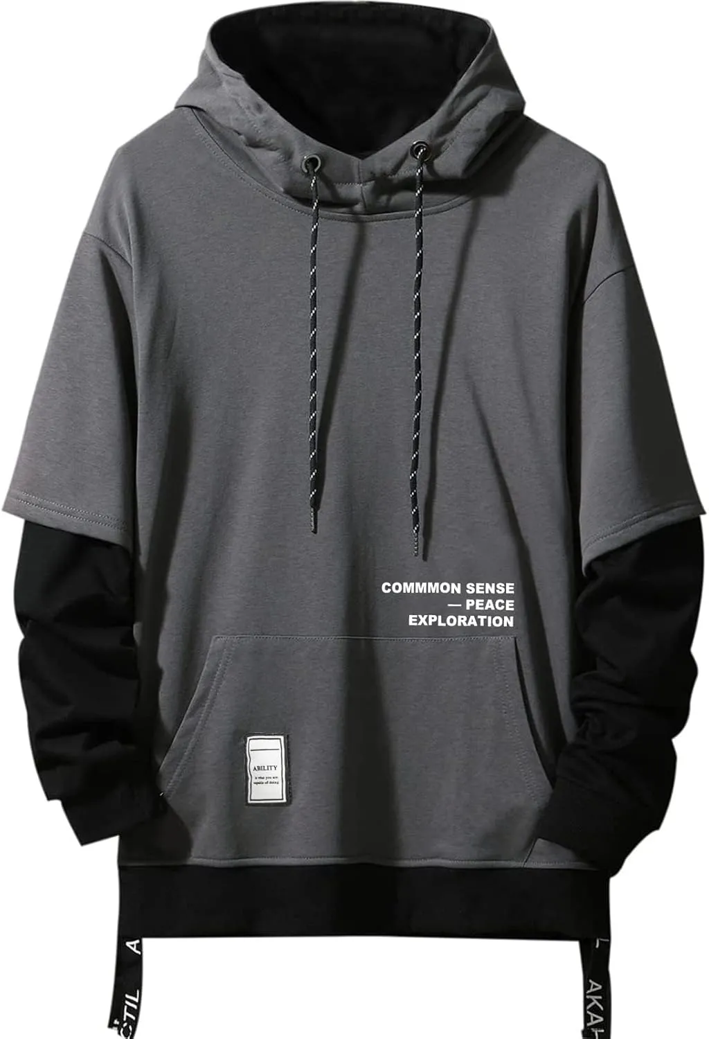 Mens Colorblock Pullover Casual Hoodie Hip Hop Tops Unisex Hooded Sweatshirt with Design