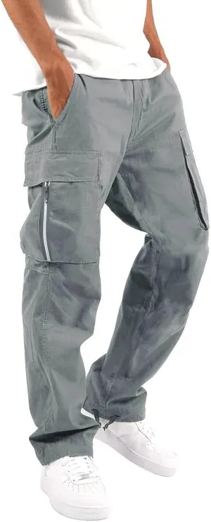 Mens' Fleece Joggers Sweatpants Solid Color Pants Men Overalls Drawstring Workout Tactical Joggers Sweatpants for Men