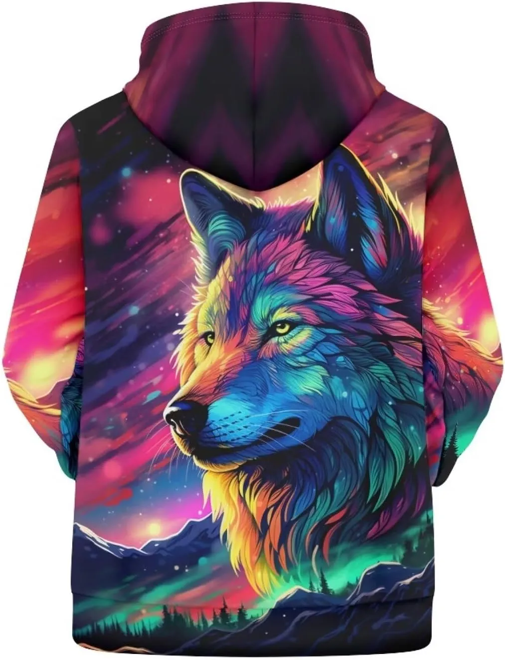 Men'S Novelty Hoodie 3D Wolf Fox Hoodie For Men With Front Pocket S-6XL