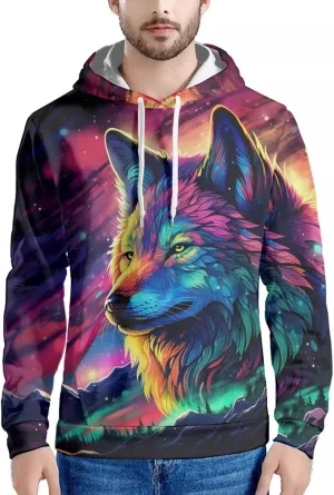 Men'S Novelty Hoodie 3D Wolf Fox Hoodie For Men With Front Pocket S-6XL