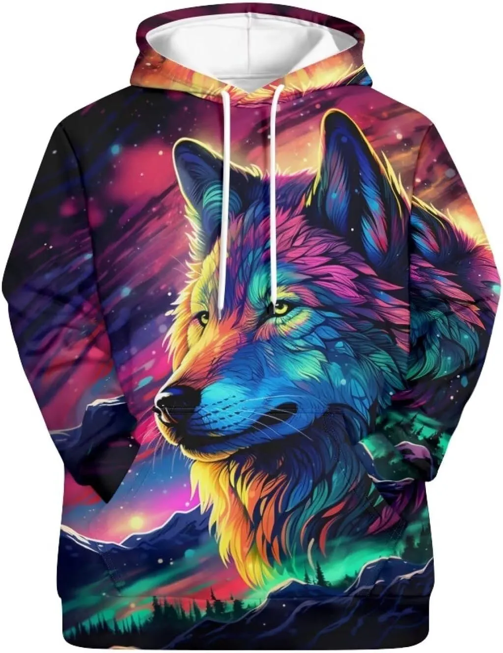 Men'S Novelty Hoodie 3D Wolf Fox Hoodie For Men With Front Pocket S-6XL