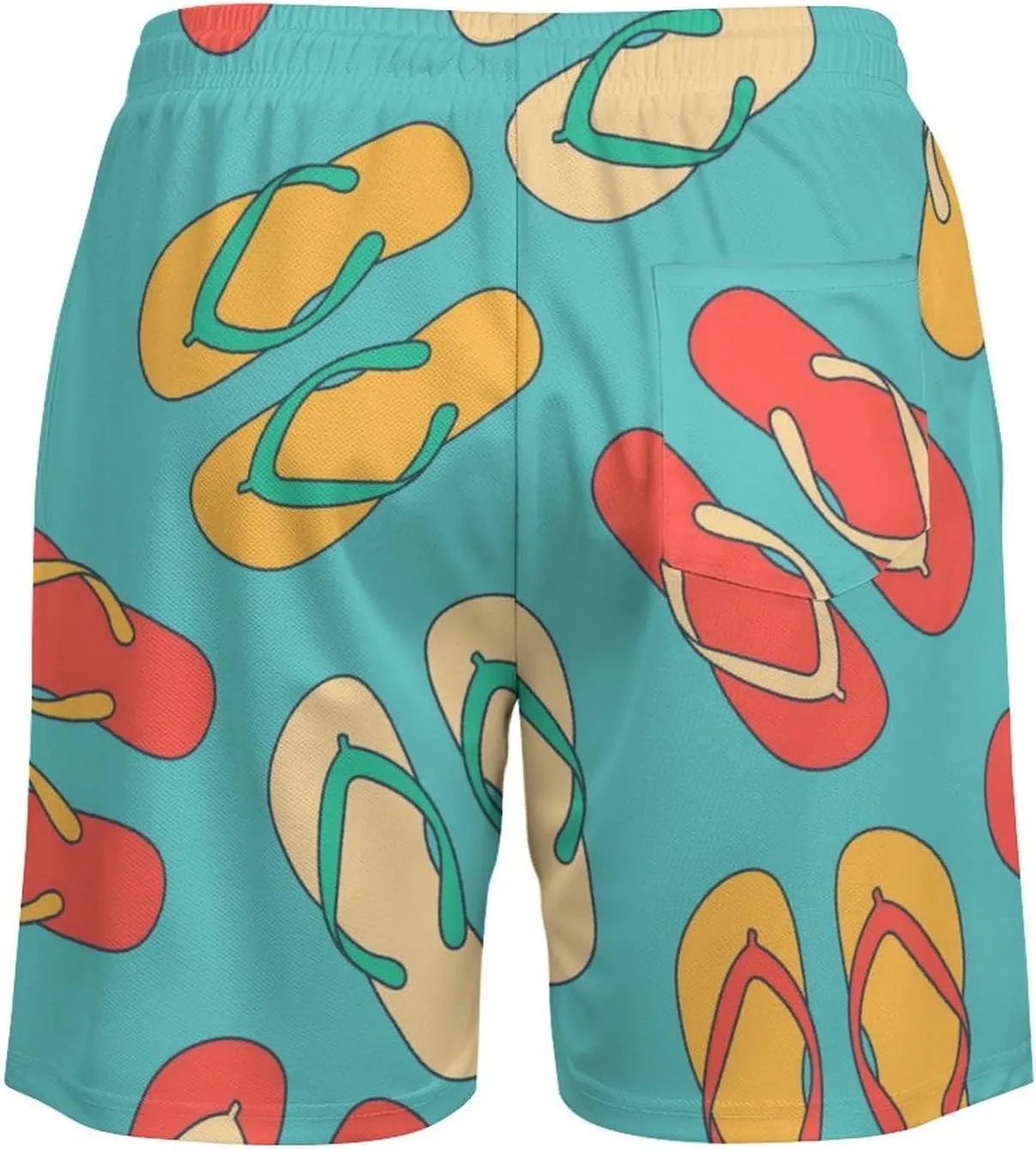 Men's Swim Trunks Colorful Slippers Board Shorts with Compression Liner Quick Dry with 4 Pockets