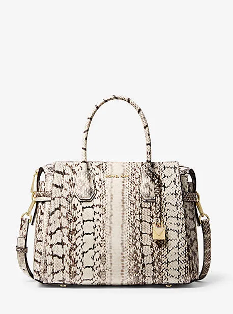 Mercer Medium Snakeskin Belted Satchel