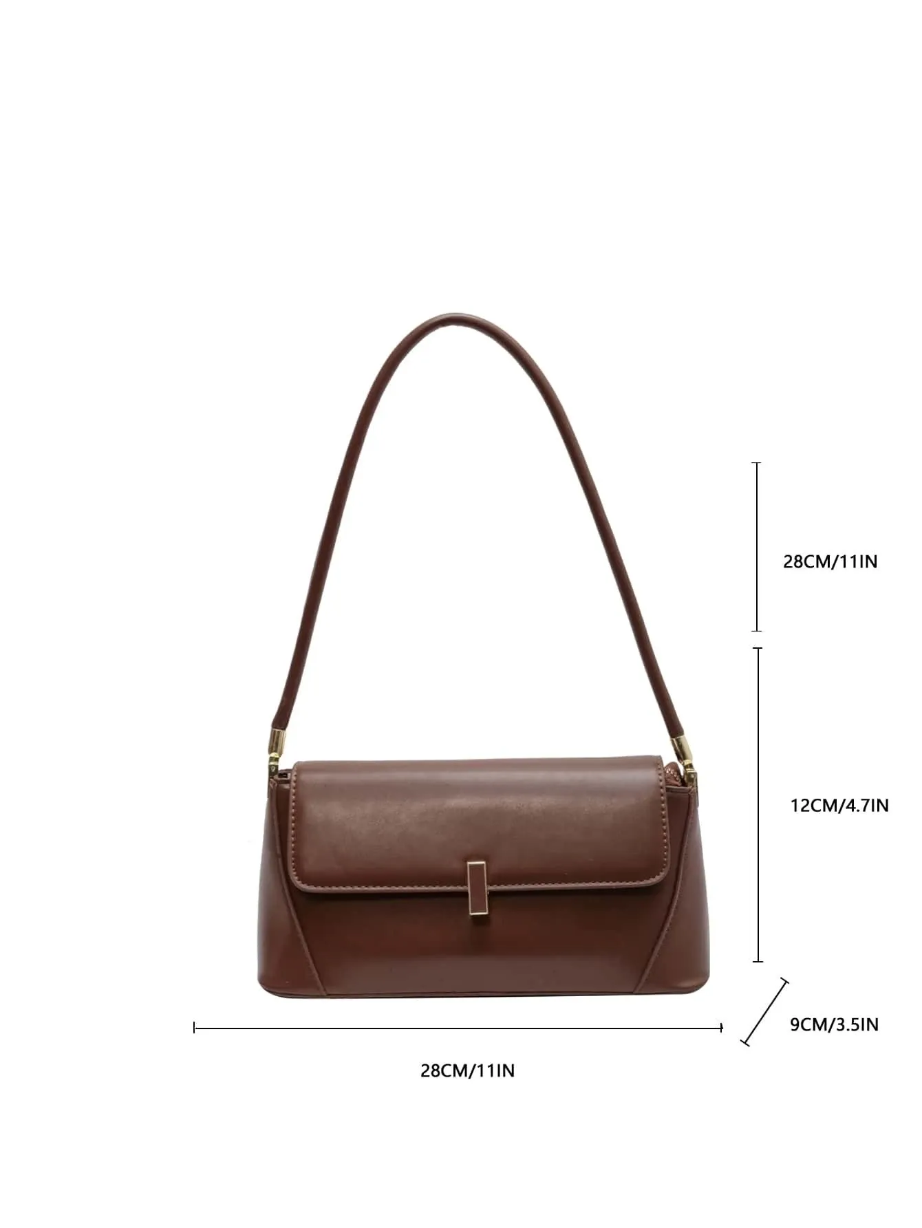 Metal Decor Flap Baguette Bag