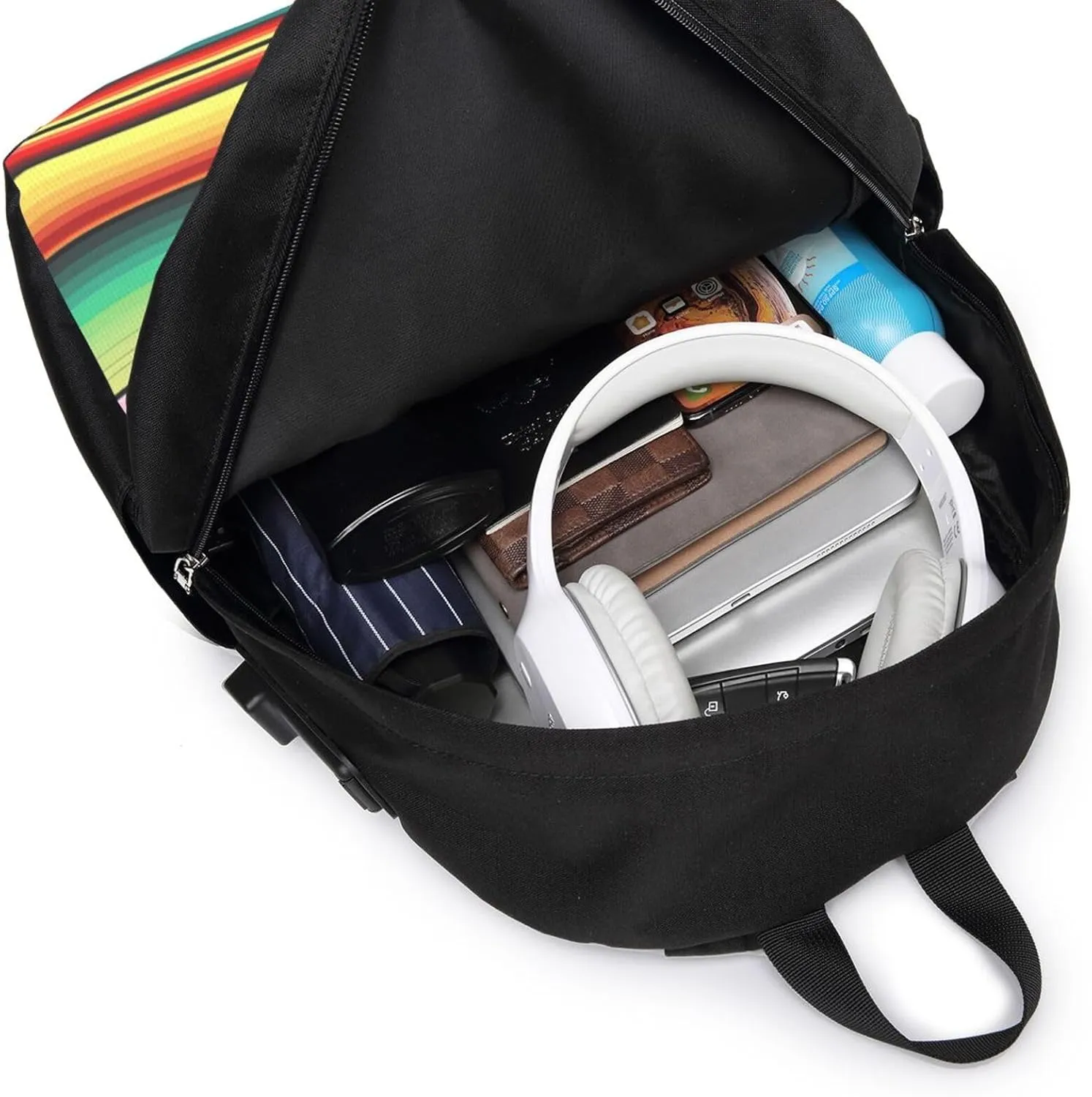 Mexican Colorful Stripe Laptop Backpacks Travel Backpack Casual Business Daypack Sport Rucksack Computer Bag Fits up to 17 Inch Notebook with USB Port