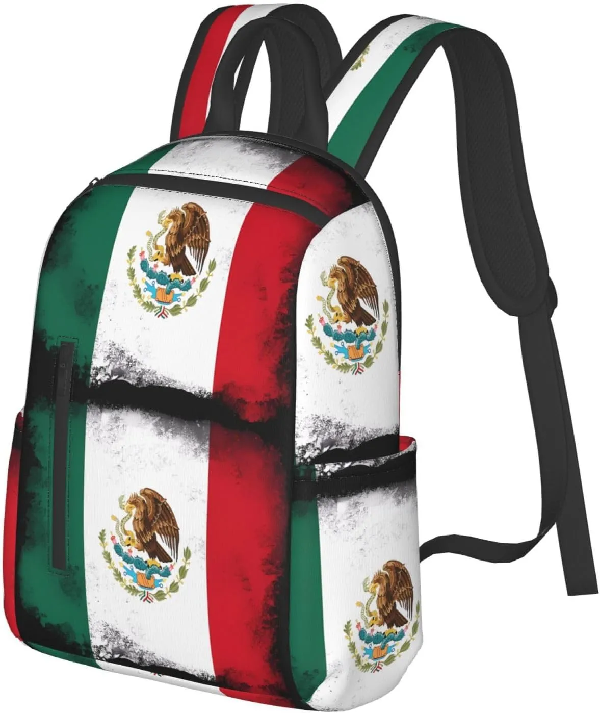 Mexico Mexican Eagle Flag Travel Backpacks Casual Laptop Backpack Sport Rucksack Large Capacity Daypack Multi-Pockets Adjustable Strap Bag for Working Hiking