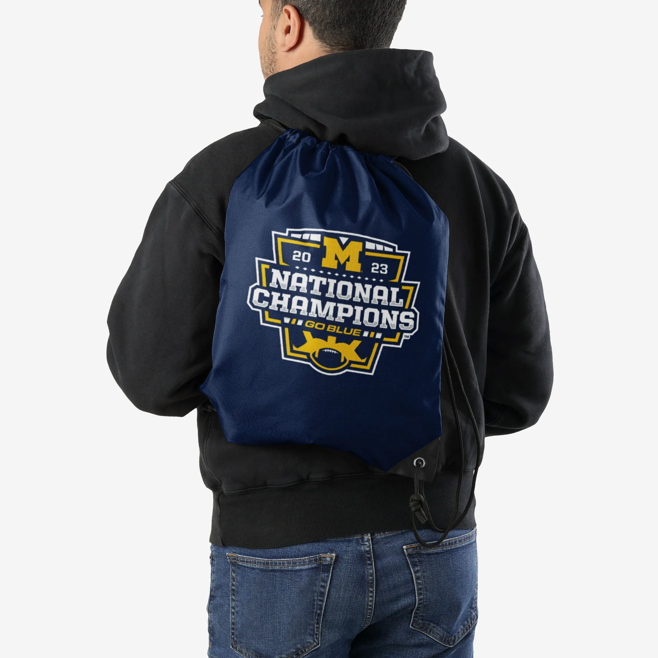 Michigan Wolverines 2023 Football National Champions Big Logo Wordmark Drawstring Backpack