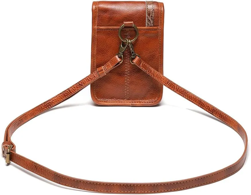 Micoklinlin Crossbody Bags for Women Genuine Leather Novelty Trendy Steampunk Phone Shoulder Bag Mens Handbag for Travel