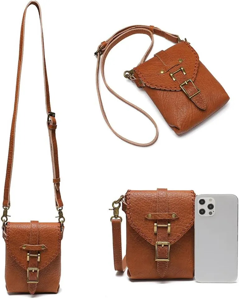 Micoklinlin Crossbody Bags for Women Genuine Leather Novelty Trendy Steampunk Phone Shoulder Bag Mens Handbag for Travel
