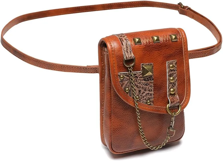 Micoklinlin Crossbody Bags for Women Genuine Leather Novelty Trendy Steampunk Phone Shoulder Bag Mens Handbag for Travel