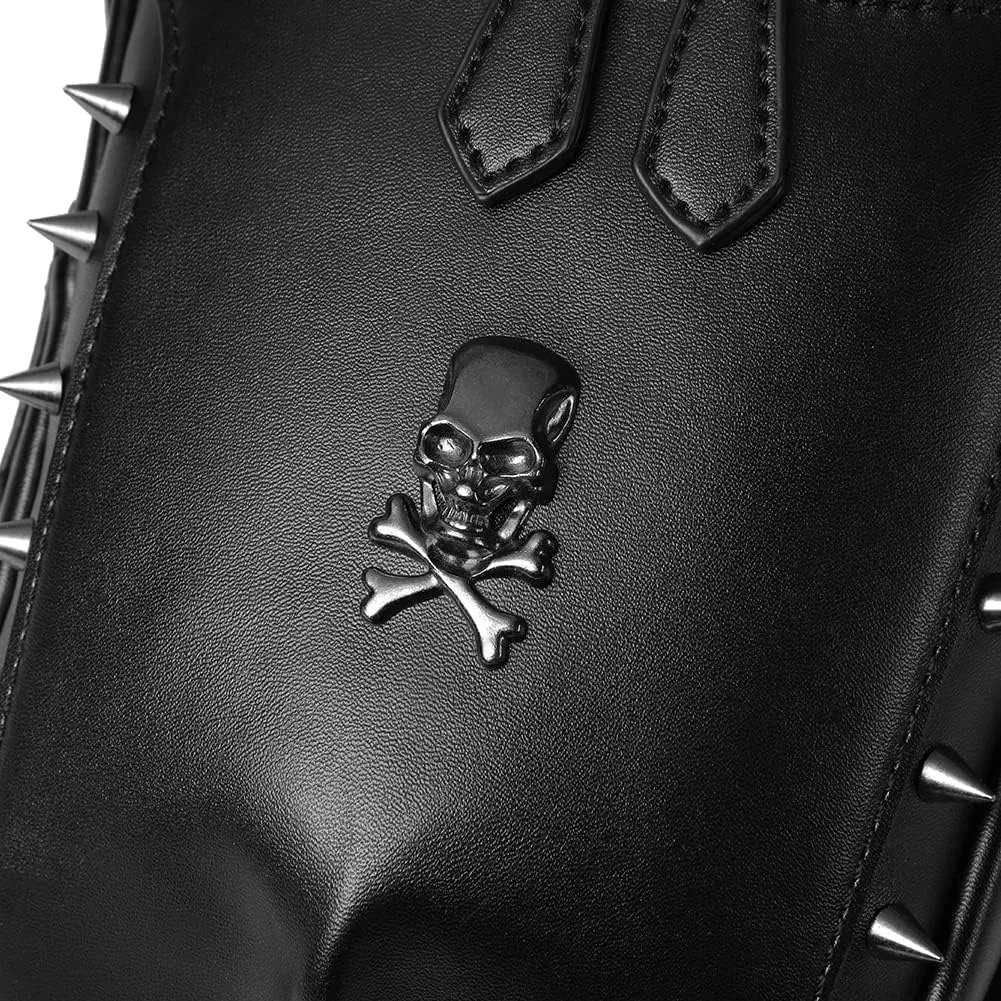 Micoklinlin Fanny Pack Crossbody Bags for Women Men Steampunk Skull Waist Bag Gothic Chest Bag Waterproof Unisex Hip Thigh Pouch Rivet Leg Bag for Motorcycle Bike Cycling Travel