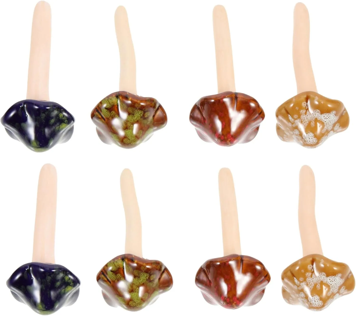 Mikikit DIY Bonsai Decoration 8pcs Mini Mushroom Adornments Ceramic Ground Inserting Decor for