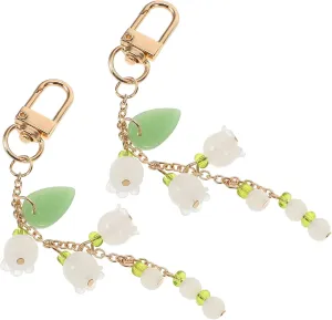 Milisten 2pcs Keychain Decorative Bag Pendant Cute Flower Design Keychain for Backpacks Car Key Ring Unique Key Pendant for and Handbags