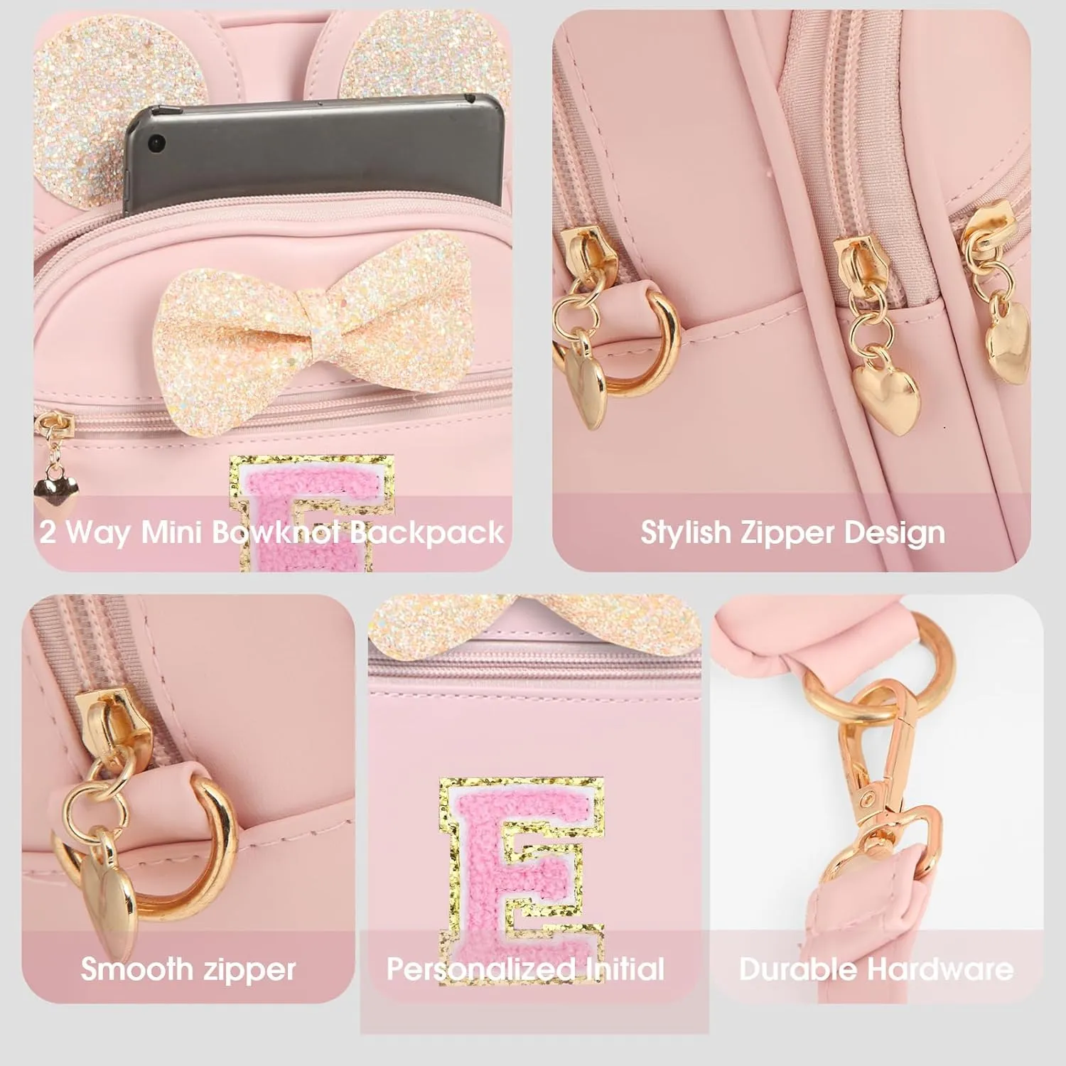 Mini Backpack for Girls Bowknot, Cute Leather Backpack Toddler Purse Birthday Gifts for Kids Girls