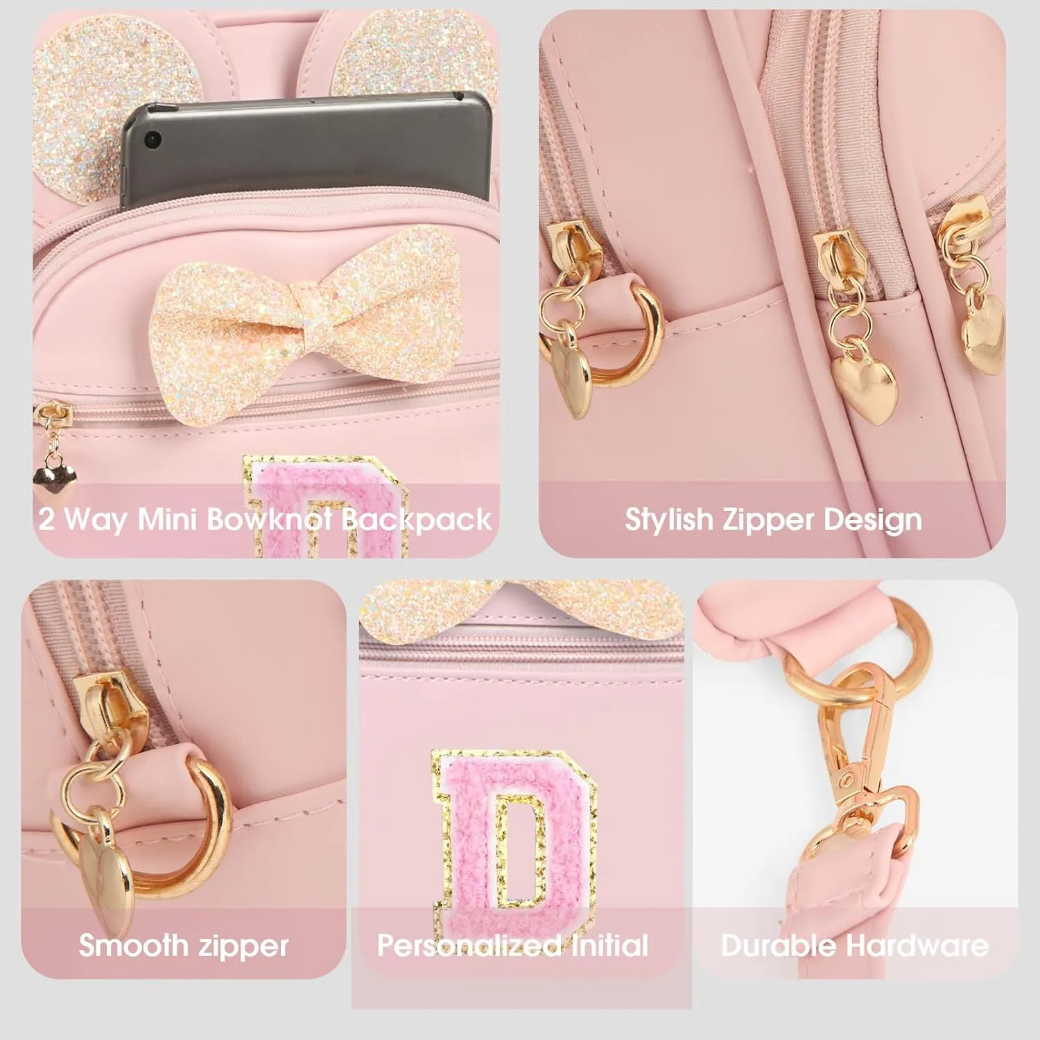 Mini Backpack for Girls Bowknot, Cute Leather Backpack Toddler Purse Birthday Gifts for Kids Girls