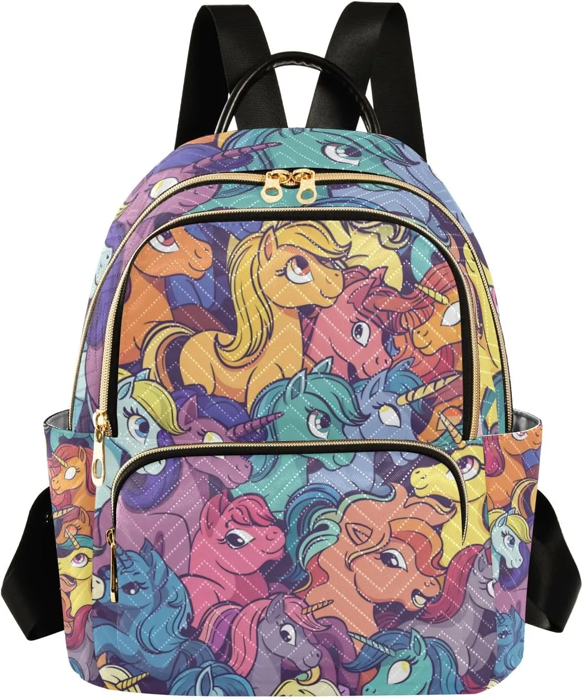 Mini Backpack Purse for Women, Colored Ponies Travel Bag Casual Daypack Shoulder Bag