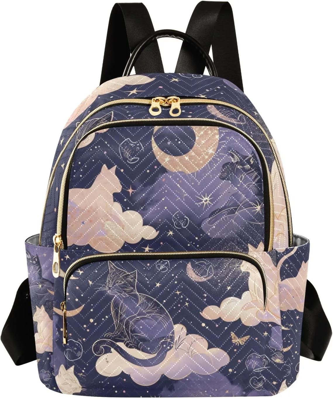Mini Backpack Purse for Women, Galaxy Cat Travel Bag Casual Daypack Shoulder Bag
