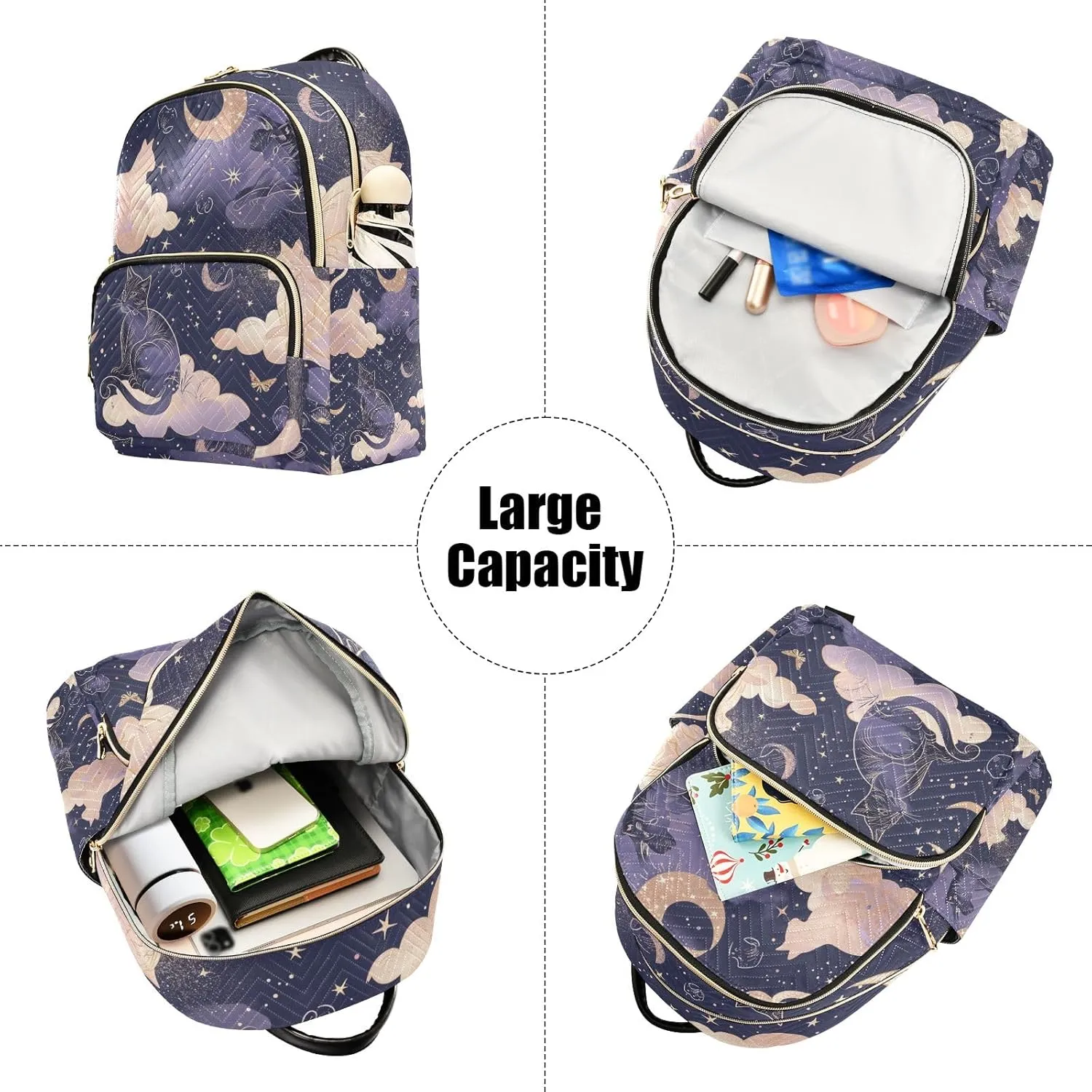 Mini Backpack Purse for Women, Galaxy Cat Travel Bag Casual Daypack Shoulder Bag