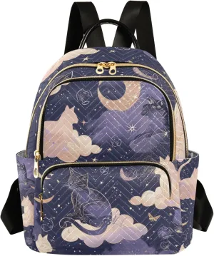 Mini Backpack Purse for Women, Galaxy Cat Travel Bag Casual Daypack Shoulder Bag