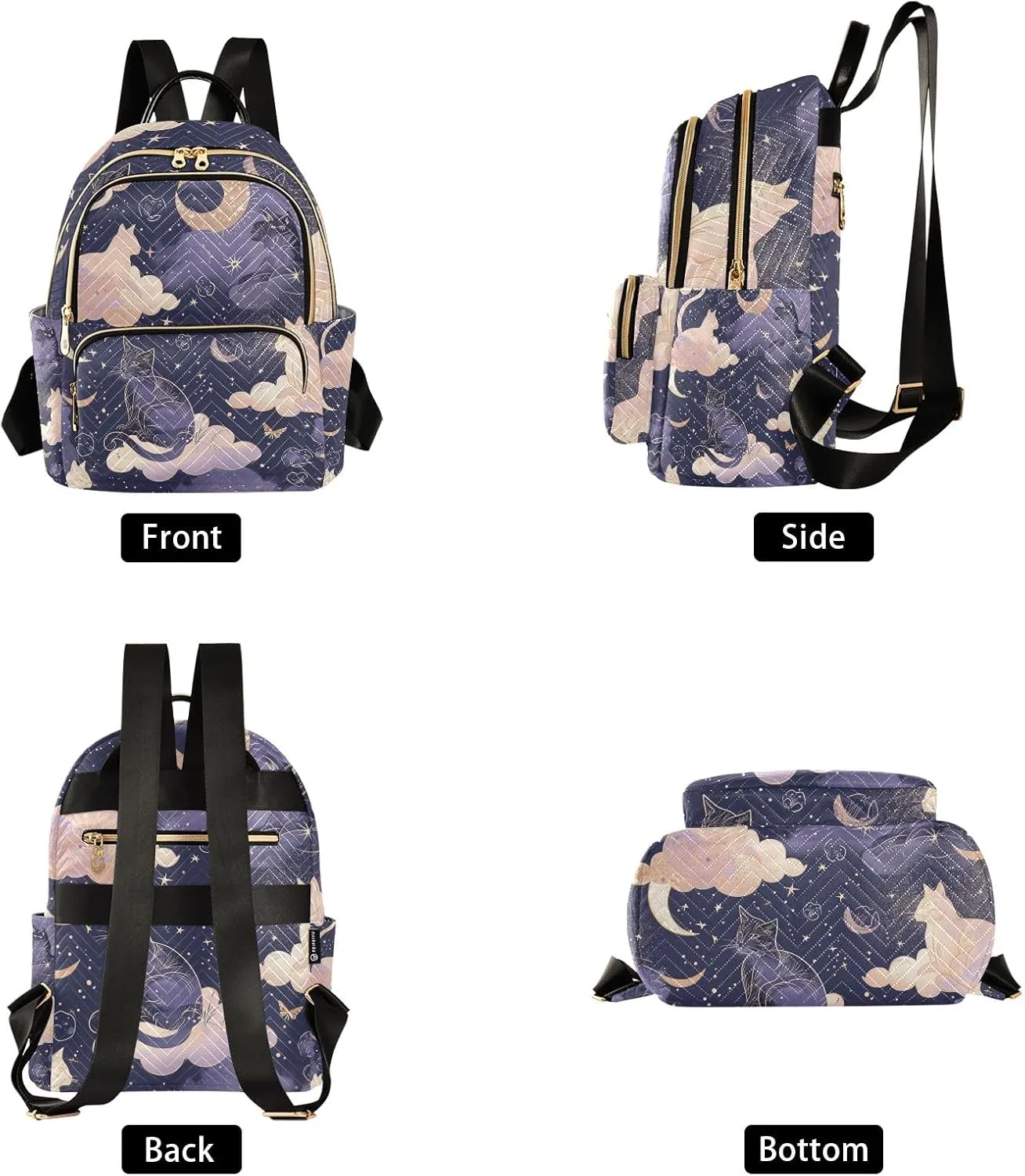 Mini Backpack Purse for Women, Galaxy Cat Travel Bag Casual Daypack Shoulder Bag