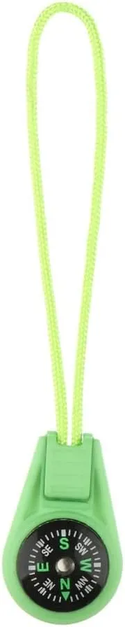 Mini Compass Zipper Tail Rope Colorful Plastic Outdoor Camping Hiking Survival Portable Backpack Pendant Tool