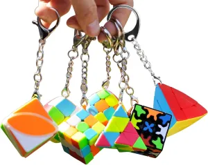 Mini Cubes Keychain Set, Keychain Mini Cube Bundle of 2x2 3x3 3x3x3 Small Bread 3x3 Gear Cube Pyraminx Cube Magic Tower Cube and Ivy Cube (7Pack)
