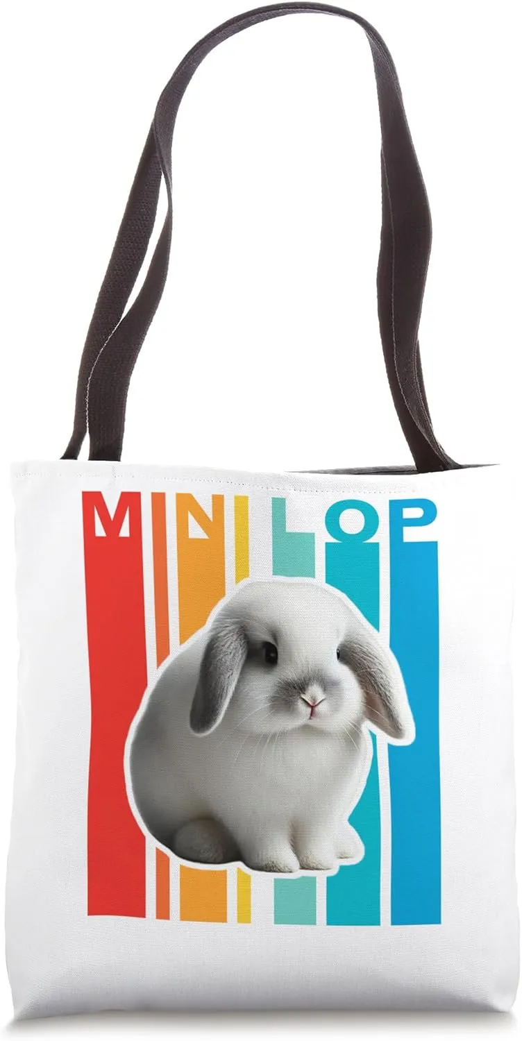 Mini Lop Rabbit Colorful Bunny Tote Bag