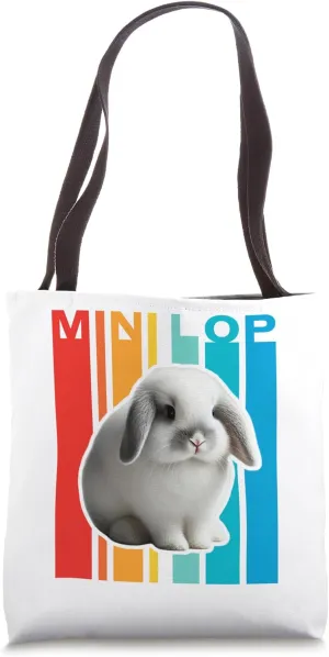 Mini Lop Rabbit Colorful Bunny Tote Bag