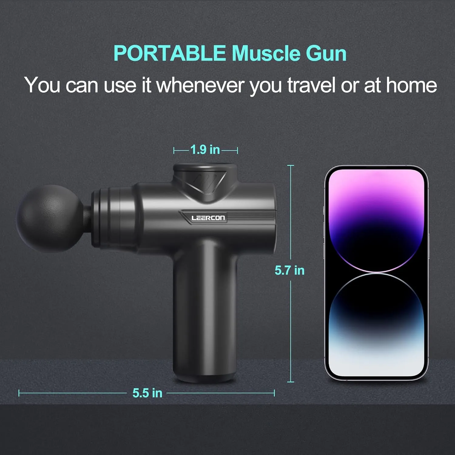 Mini Massage Gun,Portable Deep Tissue Muscle Fashion Back Massager, Handheld Percussion Massager for Pain Relief with 6 Intensities, 4 Heads, Coloured Light，Gifts for Men and Women