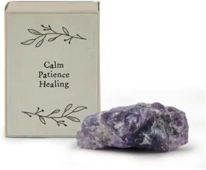Mini Matchbox Amethyst Stone Healing Crystal Wellness Calm Patience Healing Inspirational Meditation Body & Soul Small Keepsake, 4.5 x 3.4 x 2cm, Purple