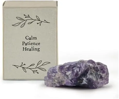 Mini Matchbox Amethyst Stone Healing Crystal Wellness Calm Patience Healing Inspirational Meditation Body & Soul Small Keepsake, 4.5 x 3.4 x 2cm, Purple