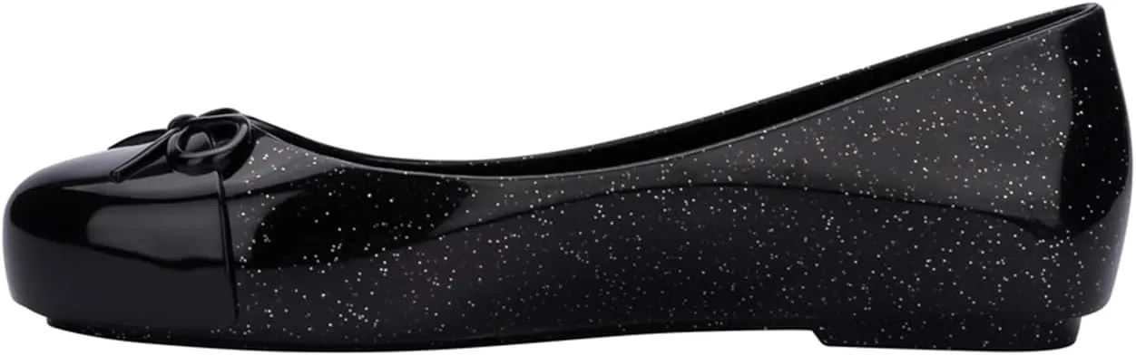 mini melissa Sweet Love Cap Toe Ballet Flats for Big Kids - Jelly Shoes for Girls with Cute Bow, Toe Accent and Adjustable Straps