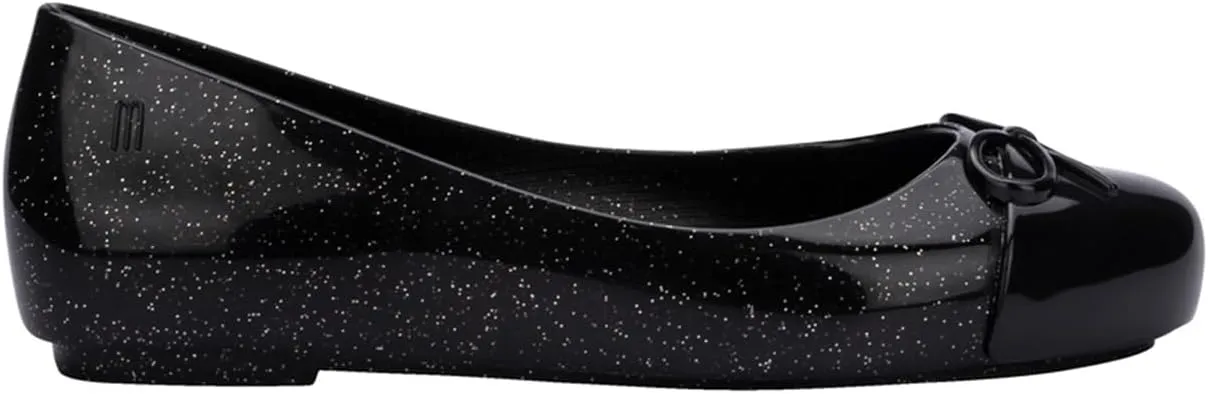 mini melissa Sweet Love Cap Toe Ballet Flats for Big Kids - Jelly Shoes for Girls with Cute Bow, Toe Accent and Adjustable Straps